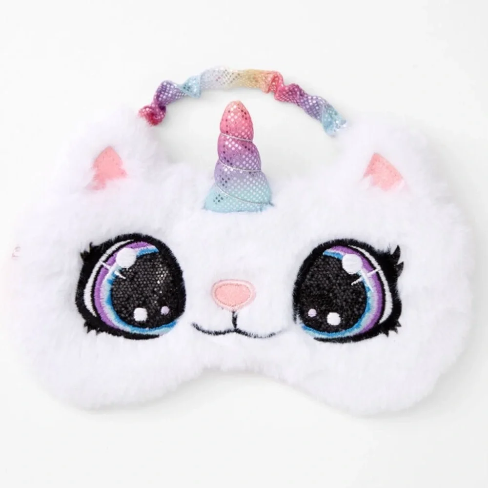 CLAIRE’S ~Furry Rainbow Caticorn Sleeping Mask (NWT)